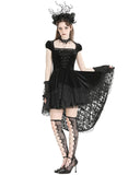 Dark In Love Gothic Velvet & Lace Train Cutaway Party Dress