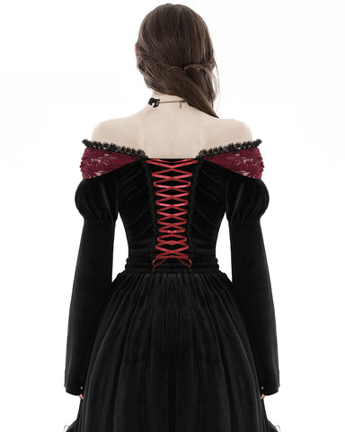 Dark In Love Womens Gothic Courtesan Vampire Velvet & Off Shoulder