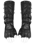 Devil Fashion Mens Dark Punk Spiked Mesh Armwarmer Gloves - Black