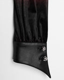 Punk Rave Daily Life Gothic Gradient Velvet Bat Collar Blouse Top - Black