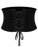 Punk Rave Womens Baroque Gothic Rose Embroidered Velvet Cincher Corset - Black