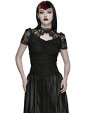 Punk Rave Womens Elegant Gothic Lace Overlayer Applique T-Shirt Top