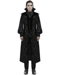 Punk Rave Mens Long Regency Gothic Flocked Velvet Damask Waistcoat Vest Black