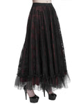 Devil Fashion Womens Dark Gothic Courtesan Lace Bustle Skirt - Red & Black
