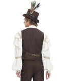 Devil Fashion Mens Tennyson Striped Steampunk Waistcoat - Brown -