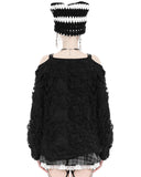 Dark In Love Apocalyptic Punk Rebel Chained Shredded Knit Sweater Top