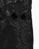 Punk Rave Womens Gothic Embossed Rose Velvet & Faux Fur Cheongsam Dress - Black