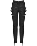 Punk Rave Womens Baroque Gothic Paisley Print Lace Up Buckled Leggings