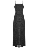 Dark In Love Womens Long Romantic Gothic Rose Velveteen Flocked Maxi Dress