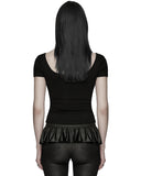 Punk Rave Womens Gothic Studded & Slashed Mesh Inset Tee