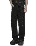 Punk Rave Mens Apocalptic Gothic Studded Shredded Mesh Inset Pants