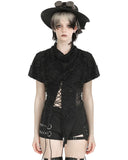 Dark In Love Womens Apocalyptic Punk Shredded Split-Hem Top