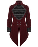 Devil Fashion Mens Regency Gothic Aristocrat Tailed Velvet Jacket - Red