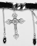 Punk Rave Womens Gothic Crucifix Choker Necklace - Black