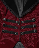 Punk Rave Womens Gothic Aristocrat Damask Velvet Frock Coat Jacket - Red