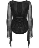 Punk Rave Womens Elegant Gothic Velvet & Mesh Lace Applique Blouse Top