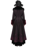 Eva Lady Womens Long Dark Gothic Lolita Winter Coat With Faux Fur Trim