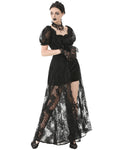 Dark In Love Womens Long Romantic Gothic Velvet & Lace Petals Dress
