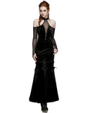 Punk Rave Womens Dark Regency Gothic Velvet & Mesh Evening Dress - Black