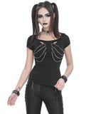 Devil Fashion Womens Dark Punk Chained T-Shirt Top