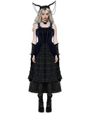 Dark In Love  Gothic Lolita Doll Layered Velvet & Lace Prom Dress - Blue & Black