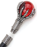 Penny Dreadful Gothic Skeleton Hand Swaggering Cane - Red Orb