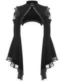 Dark In Love Womens Gothic Velvet & Lace Flared Sleeve Bolero Shrug Top