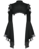 Dark In Love Womens Gothic Velvet & Lace Flared Sleeve Bolero Shrug Top