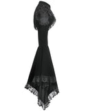 Dark In Love Womens Gothic Velvet & Lace Flared Sleeve Bolero Shrug Top