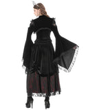 Dark In Love Womens Gothic Velvet & Lace Flared Sleeve Bolero Shrug Top