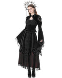 Dark In Love Womens Gothic Velvet & Lace Flared Sleeve Bolero Shrug Top