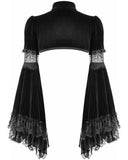 Dark In Love Womens Gothic Velvet & Lace Flare Sleeve Bolero Shrug Top