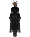 Dark In Love Womens Gothic Velvet & Lace Flare Sleeve Bolero Shrug Top