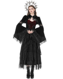 Dark In Love Womens Gothic Velvet & Lace Flare Sleeve Bolero Shrug Top