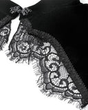 Dark In Love Womens Gothic Velvet & Lace Flare Sleeve Bolero Shrug Top