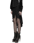 Punk Rave Womens Baroque Gothic Rose Embroidered Velvet Fishtail Skirt - Black
