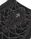 Eva Lady Dark Devore Baroque Gothic Velvet Chained Mermaid Skirt - Black