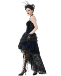 Dark In Love Womens Gothic Lolita Velvet & Lace Fishtail Prom Dress - Blue & Black