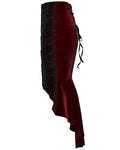 Punk Rave Womens Baroque Gothic Rose Embroidered Velvet Fishtail Skirt - Red & Black