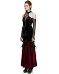 Punk Rave Womens Dark Regency Gothic Velvet & Mesh Evening Dress - Black & Red