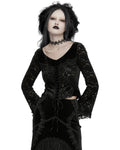 Punk Rave Womens Baroque Gothic Devore Velvet Lace Up Blouse Top