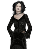 Punk Rave Womens Baroque Gothic Devore Velvet Lace Up Blouse Top