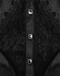 Punk Rave Mens Baroque Gothic Dandy Steampunk Lace Layered Poet Shirt Black