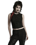 Punk Rave Womens Apocalyptic Punk Shredded Broken Knit Tank Top Vest