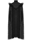 Eva Lady Long Gothic Beaded & Feathered Lace Cloak Cape