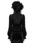 Punk Rave Womens Victorian Gothic Velvet Blouse Top With Lace Contrast