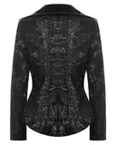 Dark In Love Womens Baroque Gothic Jacquard Layered Collar Riding Jacket