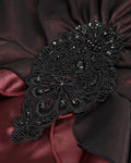 Eva Lady Womens Long Gothic Courtesan Applique Wedding Dress - Red & Black