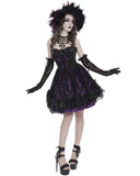 Devil Fashion Womens Gorgeous Gothic Embellished Lace Party Prom Dress - Purple & Black