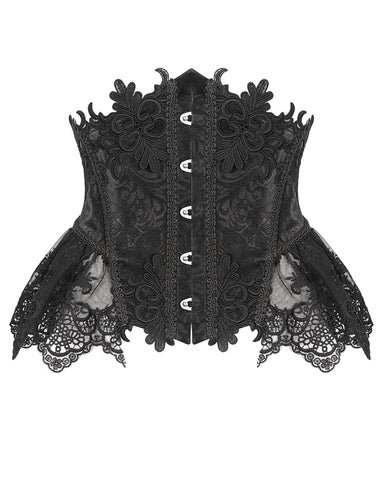 Devil Fashion Womens Gothic Lace Embellished Waist Cincher Corset